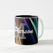 Pickleball Radiant Kleuren - Monogram en Naam Tweekleurige Koffiemok (Voorkant rechts)