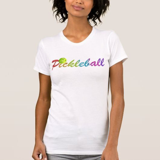 Pickleball Rainbow Glitter T-shirt (Voorkant)