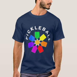 Pickleball Rainbow-ontwerp T-shirt