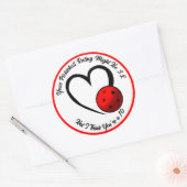 Pickleball Rating Valentijn Hart Rood en Wit Ronde Sticker (Envelop)