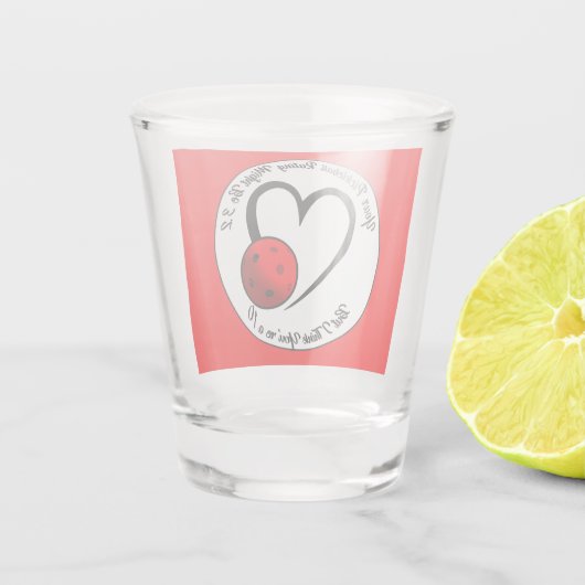 Pickleball Rating Valentijn Hart Rood en Wit Shot Glas (Achterkant)