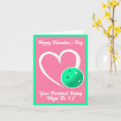 Pickleball Rating Valentijn Hart Roze Turquoise Kaart (Gele Bloem)
