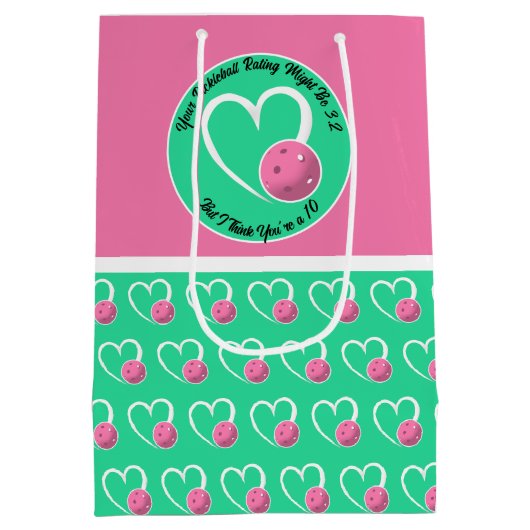 Pickleball Rating Valentijn Hart Roze Turquoise Medium Cadeauzakje (Achterkant)