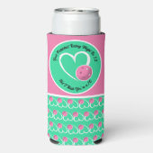 Pickleball Rating Valentijn Hart Roze Turquoise Seltzer Blikjeskoeler (Seltzer Achterkant)