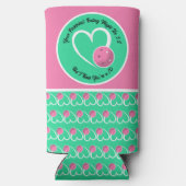 Pickleball Rating Valentijn Hart Roze Turquoise Seltzer Blikjeskoeler (Achterkant)