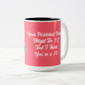 Pickleball Rating Valentijn Hart Roze Turquoise Tweekleurige Koffiemok (Voorkant rechts)