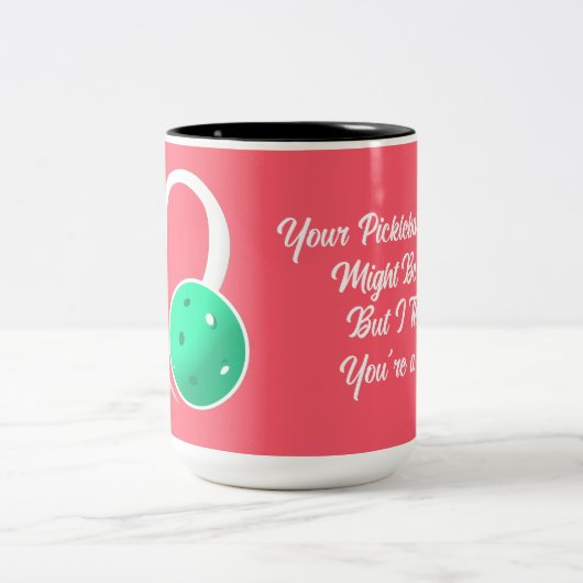 Pickleball Rating Valentijn Hart Roze Turquoise Tweekleurige Koffiemok (Center)