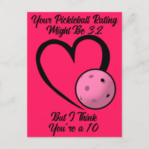 Pickleball Rating Valentijn Heart Pink op Roze Briefkaart