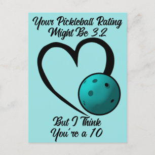 Pickleball Rating Valentijnshart Blauw Pickleball Briefkaart