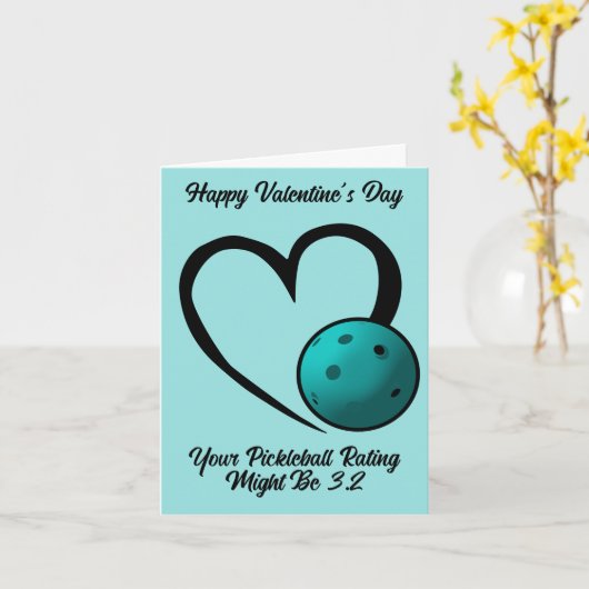Pickleball Rating Valentijnshart Blauw Pickleball  Kaart (Gele Bloem)