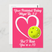 Pickleball Rating Valentijnshart Geel Roze Briefkaart (Voorkant / Achterkant)