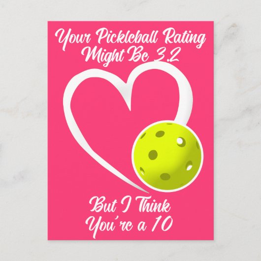Pickleball Rating Valentijnshart Geel Roze Briefkaart (Voorkant)
