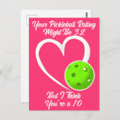 Pickleball Rating Valentijnshart Groen Roze Briefkaart (Voorkant / Achterkant)