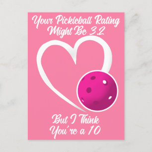Pickleball Rating Valentijnshart Magenta Roze Briefkaart