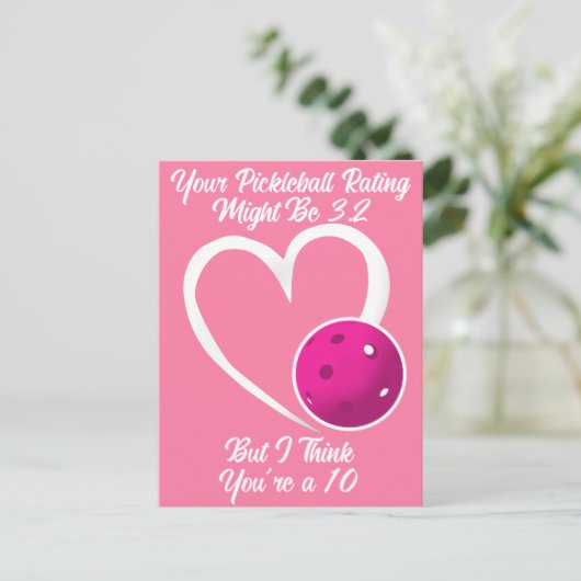 Pickleball Rating Valentijnshart Magenta Roze Briefkaart (Staand voorkant)