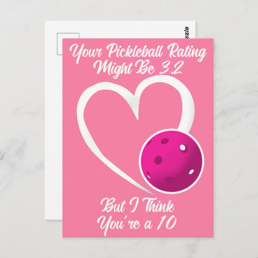 Pickleball Rating Valentijnshart Magenta Roze Briefkaart (Voorkant / Achterkant)