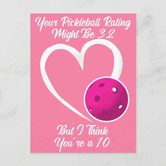 Pickleball Rating Valentijnshart Magenta Roze Briefkaart (Voorkant)