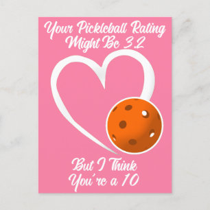 Pickleball Rating Valentijnshart Oranje en Roze Briefkaart