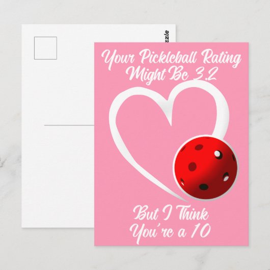 Pickleball Rating Valentijnshart Rood Roze Briefkaart (Voorkant / Achterkant)