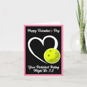 Pickleball Rating Valentijnshart Roze en Geel Kaart (Voorkant)