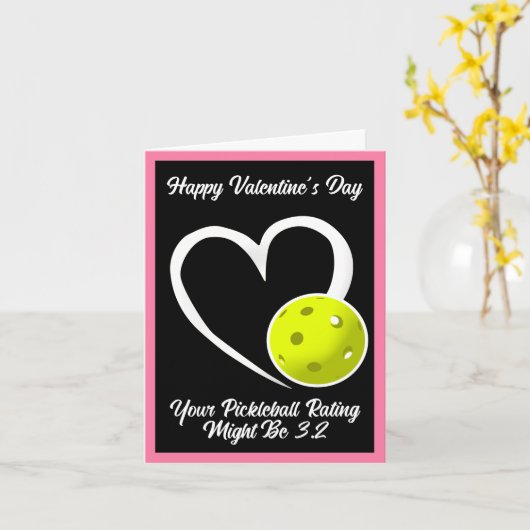 Pickleball Rating Valentijnshart Roze en Geel Kaart (Gele Bloem)