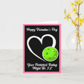Pickleball Rating Valentijnshart Roze en Groen Kaart (Gele Bloem)