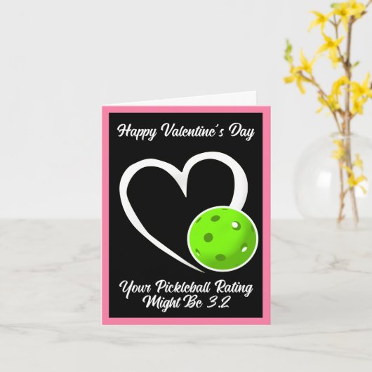 Pickleball Rating Valentijnshart Roze en Groen Kaart (Gele Bloem)