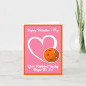 Pickleball Rating Valentijnshart Roze en Oranje  Kaart (Voorkant)