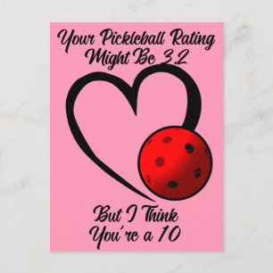 Pickleball Rating Valentijnshart Roze en Rood Briefkaart