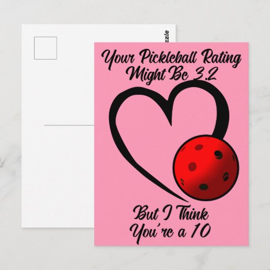 Pickleball Rating Valentijnshart Roze en Rood Briefkaart (Voorkant / Achterkant)