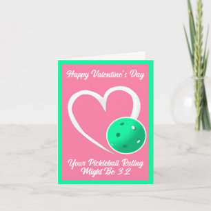 Pickleball Rating Valentijnshart Roze Turquoise Kaart