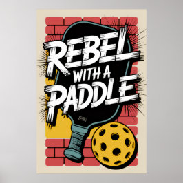 Pickleball Rebel Met Een Paddle Kunstposter Poster