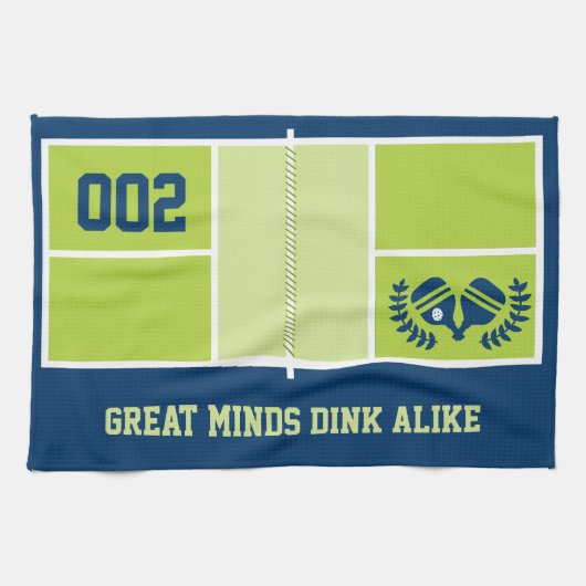 Pickleball-rechtbank met aangepaste tekst en achte theedoek (Horizontaal)