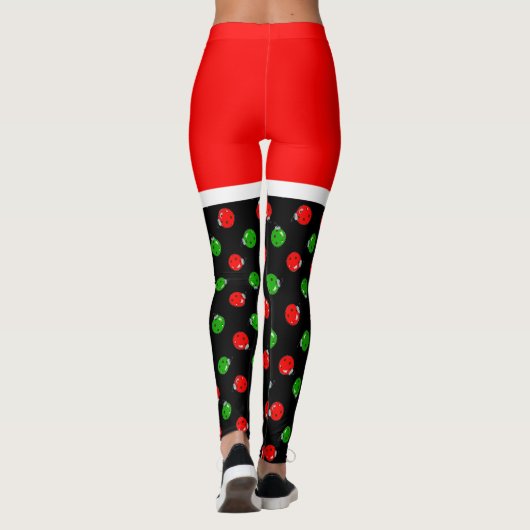 Pickleball Red Santa Shorts Red & Green Ornaments Leggings (Achterkant)
