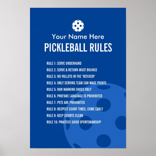 Pickleball-regels en poster-etiquette poster (Voorkant)