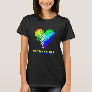 Pickleball Regenboog Kleuren Hart Liefde Paddle Ba T-shirt
