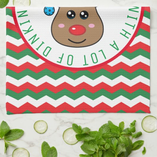 Pickleball Reindeer Kitchen Towel Theedoek (Gevouwen)