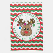 Pickleball Reindeer Kitchen Towel Theedoek (Verticaal)