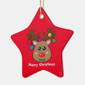Pickleball Reindeer 🎄 ⭐ stervormig Keramisch Ornament (Links)