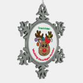 Pickleball Rendier 🎄 Sneeuwvlok Pewter Kerstmis Tin Sneeuwvlok Ornament (Links)