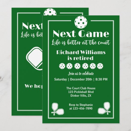 Pickleball Retirement Life is beter aan het hof Kaart (Voorkant / Achterkant)