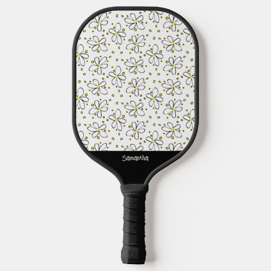 PIckleball Retro Daisy Flower Yellow Polka Dot Pickleball Paddle (Achterkant)