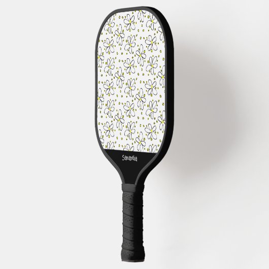 PIckleball Retro Daisy Flower Yellow Polka Dot Pickleball Paddle (Links)