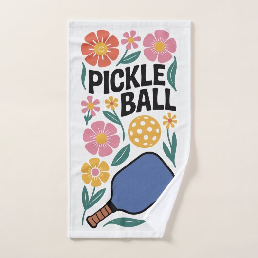 Pickleball Retro Floral Paddle Sports Handdoek (Handdoek)