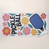 Pickleball Retro Floral Paddle Strandlaken (Voorkant)