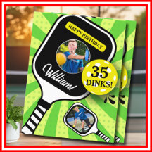 Pickleball RETRO Groene Sport FOTO Verjaardagskaar