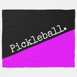 PICKLEBALL Retro Helder Roze Zwart Kleurblok Fleece Deken