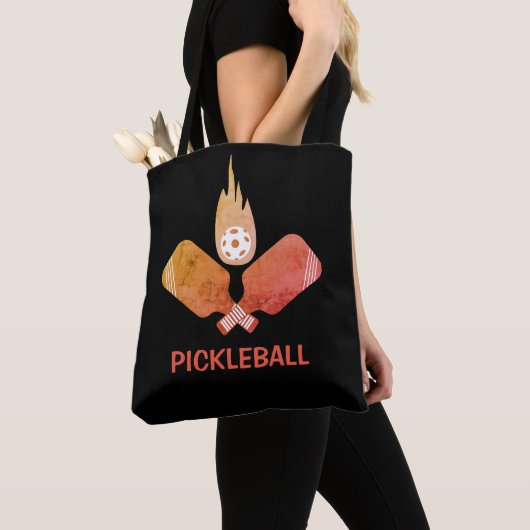 Pickleball Retro Kleuren Tote Bag (Dichtbij)