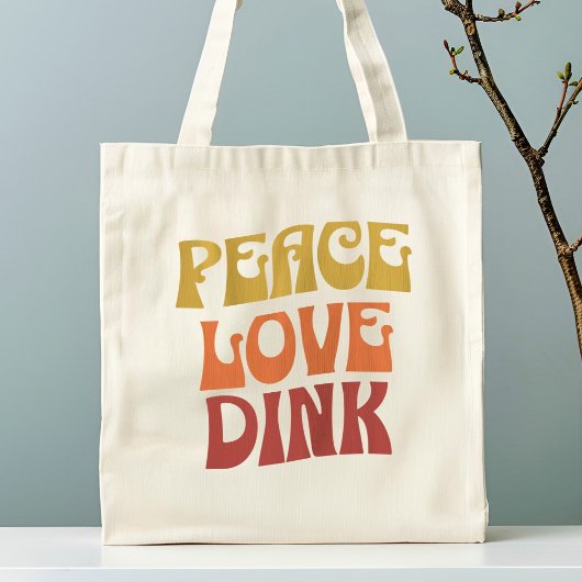 Pickleball Retro Peace Love Dink Tote Bag