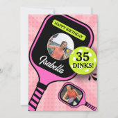 Pickleball RETRO Roze Sport FOTO Verjaardag Kaart (Voorkant)